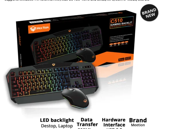 Backlit Rainbow Gaming Keyboard & Mouse Combo C510