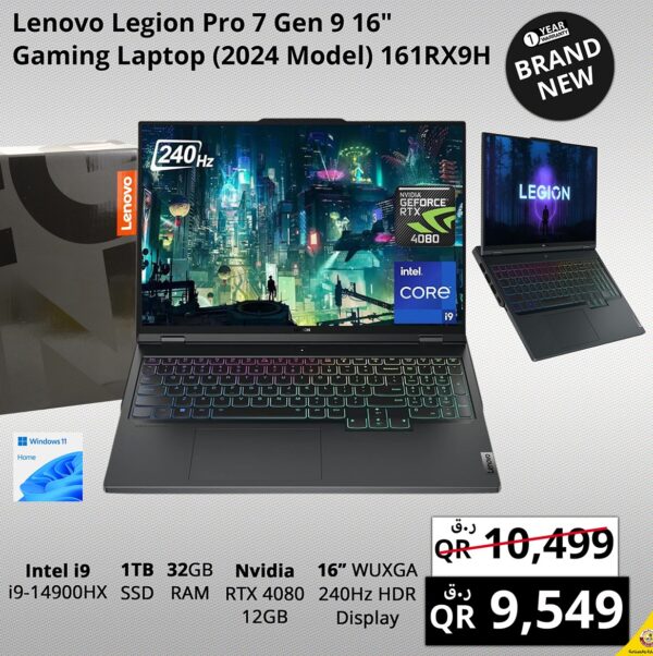 Lenovo Legion Pro 7 Gen 9 19" Gaming Laptop (2024 Model) 161RX9H