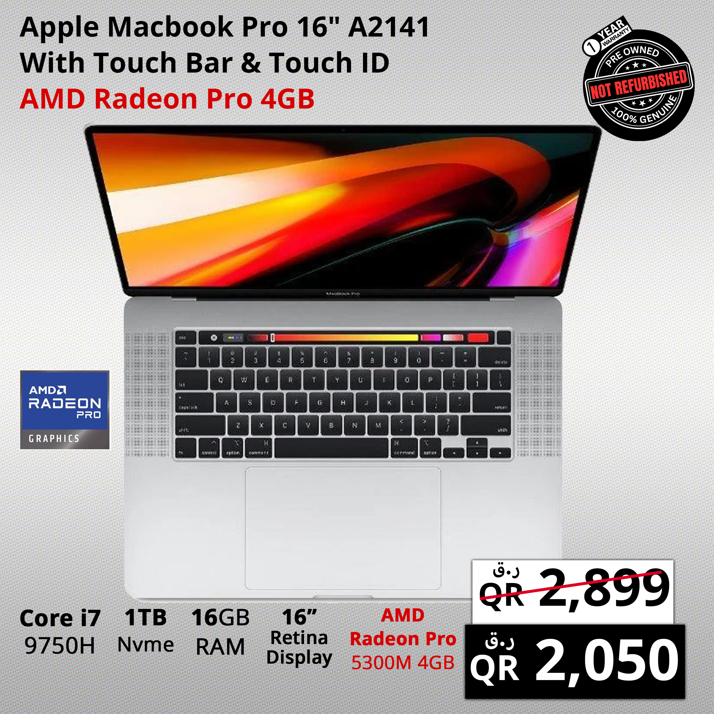 A3 MacBook Pro A2141 i7 9TH GEN 1TB copy Apple MacBook Pro 16-inch A2141 - Image 1