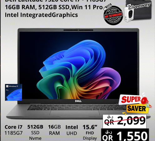 Dell Latitude 7520 Core i7-1185G7 16GB RAM 512GB SSD Windows 11 Pro