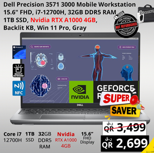 Dell Precision 3571 Core i7-12700H 32GB RAM 1TB SSD Nvidia RTX A1000 4GB Windows 11 Pro