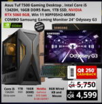 Asus Tuf T500 Gaming Desktop - Intel Core i5 13420H - 16Gb Ram -1TB SSD - Nvidia Geforce RTX 5060 8Gb Graphics - Windows11