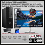 Dell optiplex 7080 SFF Core i5-10500 with Dell Ultrasharp U2421E 24" Monitor