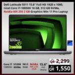 Dell Latitude 5511 Core i7-10850H 32GB RAM 512GB SSD Nvidia MX250 2GB Win 11 Pro