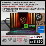 MSI Cyborg 15 Gaming Laptop i7-13620H RTX 5050