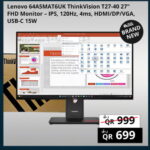 Lenovo thinkvision T2740 FHD 120hz Refresh Rate Monitor