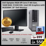 Dell optiplex 9020 SFF core i7 4th Gen with IN2030MC 20" Dell Monitor